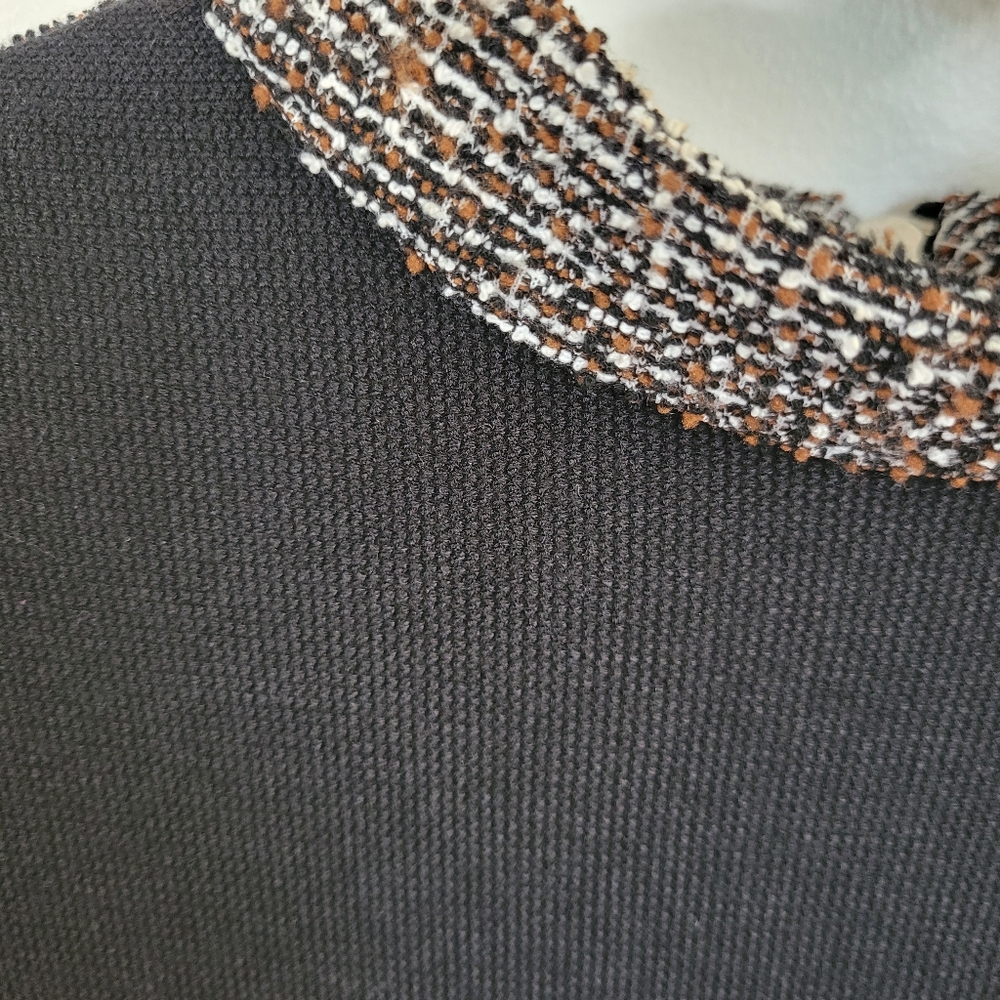 Anthropologie THML Black Shift Bell Sleeve Tweed Mock Neck Dress Size Small - Picture 3 of 7